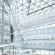 Building of glass windows and railings