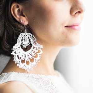 White Bridal Earrings