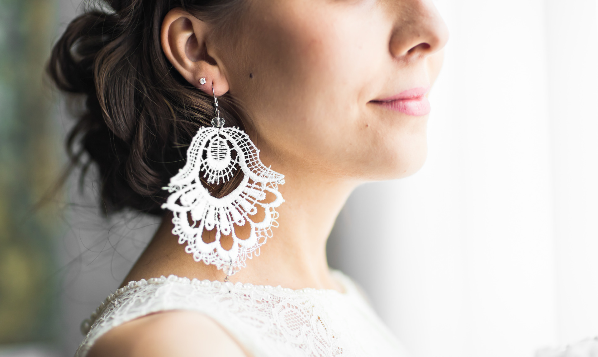 White Bridal Earrings